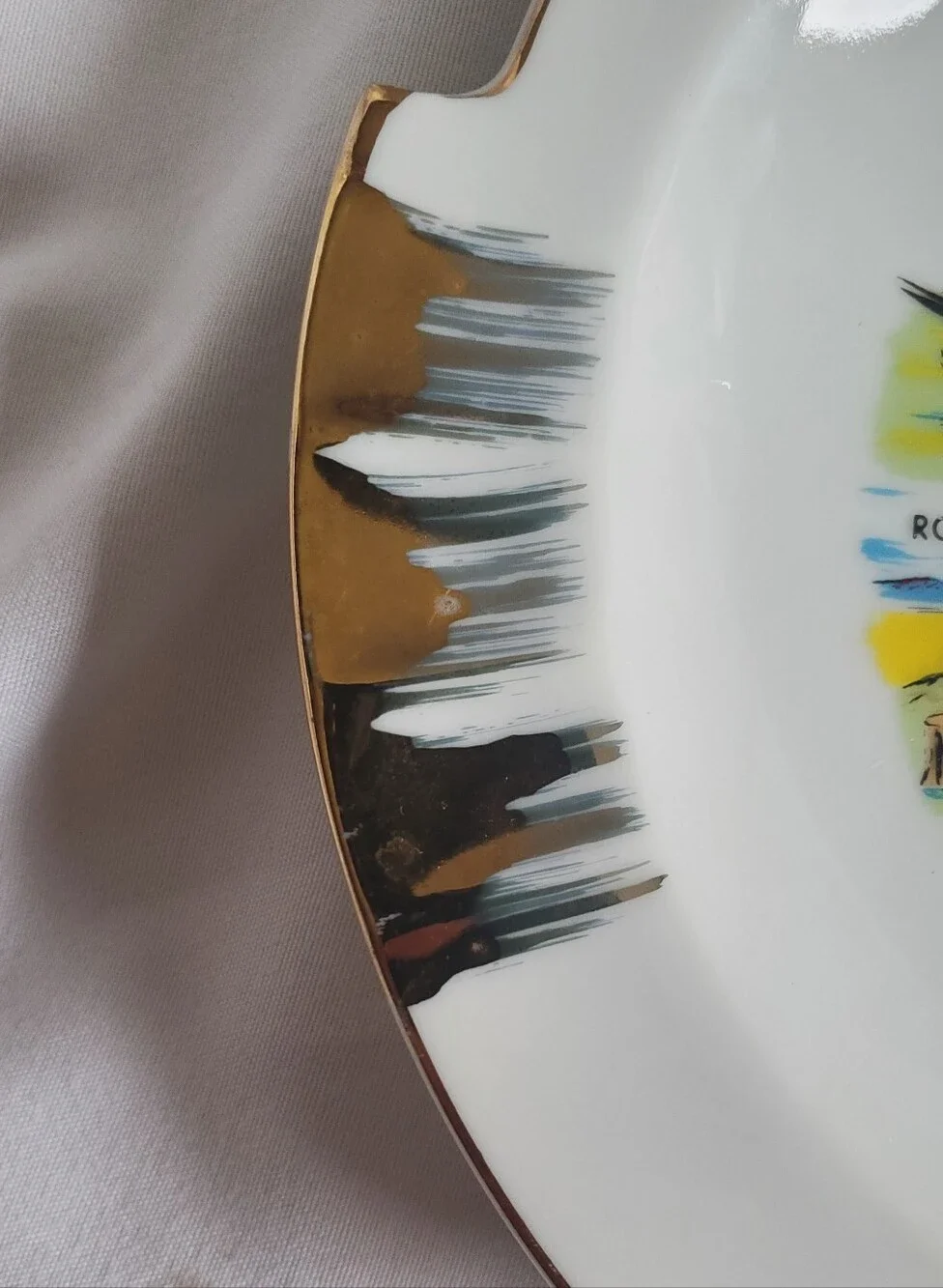 Arizona The Grand Canyon State Vtg Souvenir Decorative Ashtray Plate Gold Trim